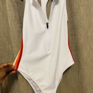 Forever 21 Zipper White Bathing Suit